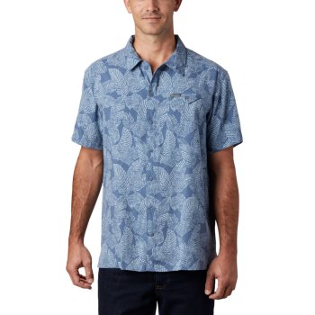 Columbia Lakeside Trail Short Sleeve Big, Camisa Azules Para Hombre | 182573-FTS